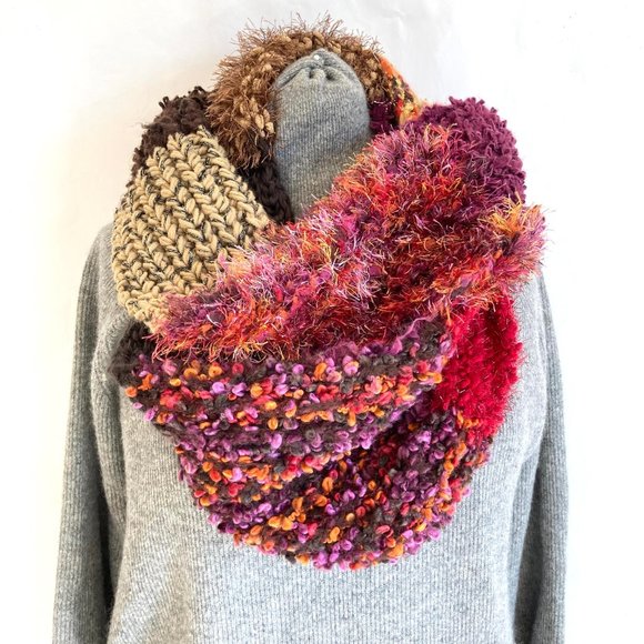 Sonoma Extra Long Chunky Knit Infinity Scarf Soft Multi Textured & Color Yarns - Picture 2 of 8